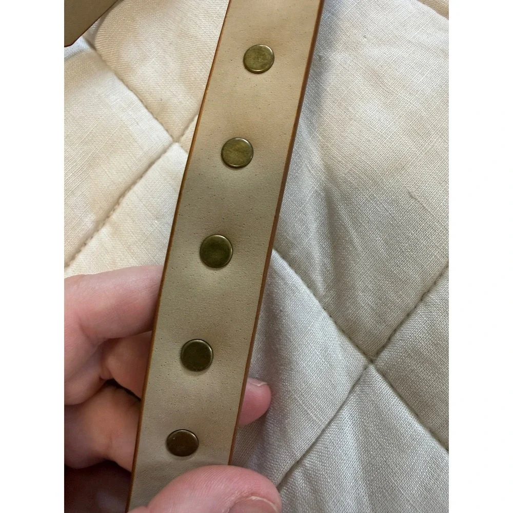 Brown Double Wrap Belt M Brass Dome Studded Faux Leather Boho Western Y2K Womens